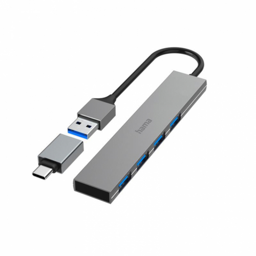 Hama USB Hub, 4x USB 3.2 Gen 1, USB-C adapter, hall - USB jagaja / 00200141