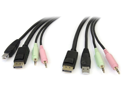 StarTech.com 6ft 4-in-1 USB DisplayPort KVM Switch Cable w/ Audio & Mikrofon