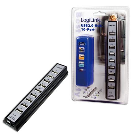 Logilink | USB 2.0 Hub-10 port whit power adapter UA0096