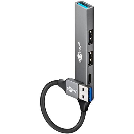 Goobay Slim 4-Port USB Hub, USB-A to USB-C/USB-A, 5 Gbit/s | 74458 74458