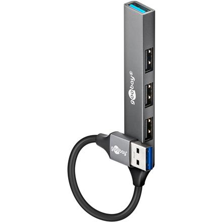 Goobay Slim 4-Port USB Hub, USB-A to USB-A, 5 Gbit/s | 74456 74456