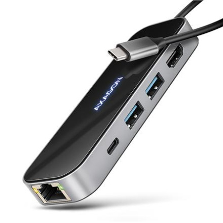 AXAGON USB-C 5Gbps GLASS 6in1 Hub | HMC-6GLN HMC-6GLN