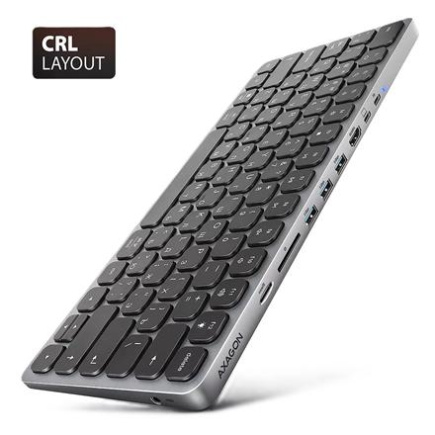 AXAGON HMC-KB keyboard USB-C 5Gbps with HUB, microSD/SD, 3x USB-A, HDMI 4K/60Hz, PD 100W HMC-KB-CRL