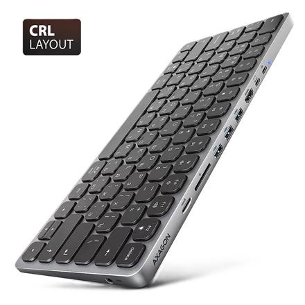 AXAGON HMC-KB keyboard USB-C 5Gbps with HUB, microSD/SD, 3x USB-A, HDMI 4K/60Hz, PD 100W HMC-KB-CRL