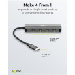 Goobay 76565 Slim 4-Port USB-Hub, USB-C™ auf USB-C™, 10 Gbit/s, Grey 76565