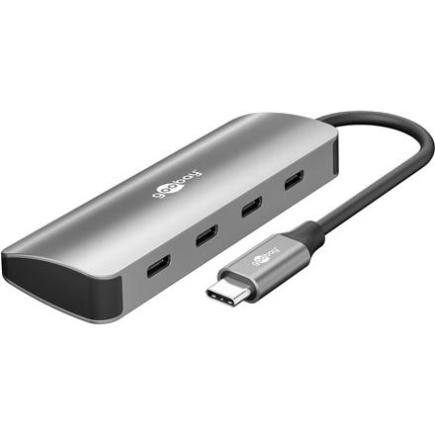Goobay 76565 Slim 4-Port USB-Hub, USB-C™ auf USB-C™, 10 Gbit/s, Grey 76565