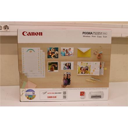 Taastatud. Canon PIXMA TS3351 EUR WHITE | Canon PIXMA TS3351 EUR | 3771C026 | Inkjet | Colour | Multifunction Printer | A4 | Wi-Fi | White | DAMAGED PACKAGING