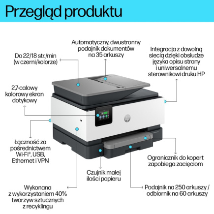 HP OfficeJet Pro 9120b Wireless All-in-One Color Printer, Two-sided printing; Copier, Scanner