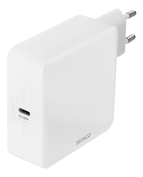  DELTACO USB wall charger, 1x USB-C PD, 65 W, white USBC-AC140 