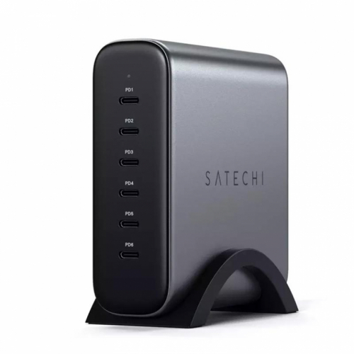 Satechi GaN, 200 W, 6x USB-C, tumehall - Laadimisjaam / ST-C200GM-EU