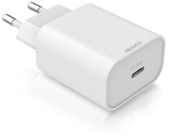 DELTACO USB-C wall charger 1x USB-C PD, 20 W, white / USBC-AC144