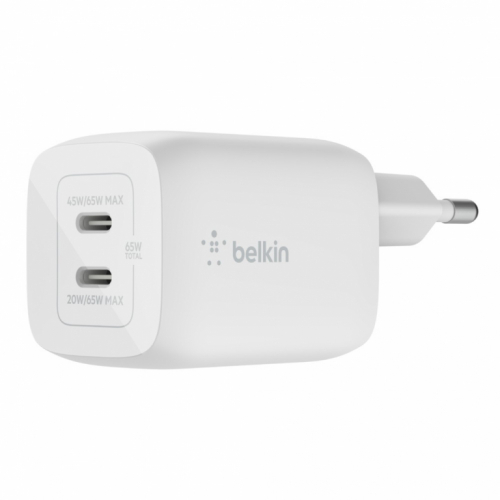 Belkin 65W DUAL USB-C GAN WALL PPS White