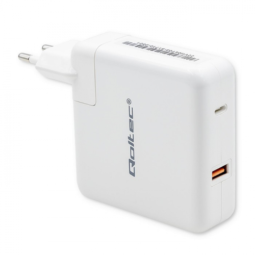 Qoltec Power charger GaN FAST 108W, USB C, white