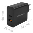 Qoltec Super Quick PD charger 1xUSB C, 1xUSB, 90W