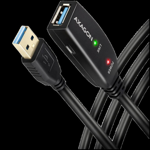 Axagon Active extension USB 3.2 Gen 1 A-M > A-F cable, 10 m long. Power supply option.