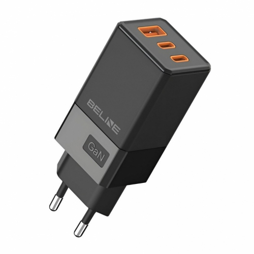 Beline Charger 65W GaN 2xUSB-C +USB-A only head black