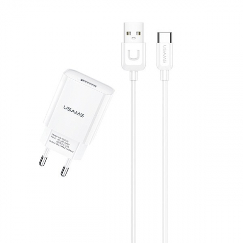 USAMS Charger 1xUSB USB-C cable 2,1A T21