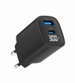 Gembird GaN Charger USB-A USB-C LCD 30W PD QC3.0 black