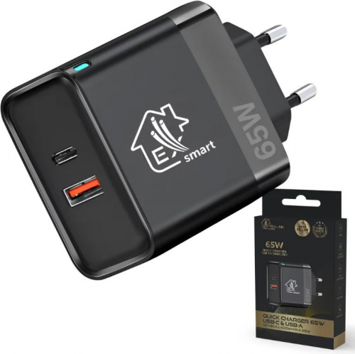 Extralink Ładowarka Smart Life Fast Charger 65W GaN USB-C, USB-A