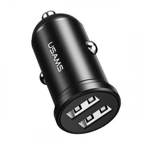 USAMS Car Charger 2xUSB 2,4A Black