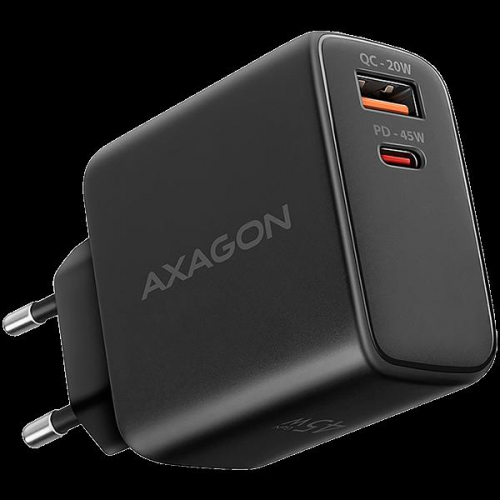 AXAGON ACU-PQ45 wall charger QC3.0,4.0/AFC/FCP/PPS/Apple + PD type-C, 45W, black