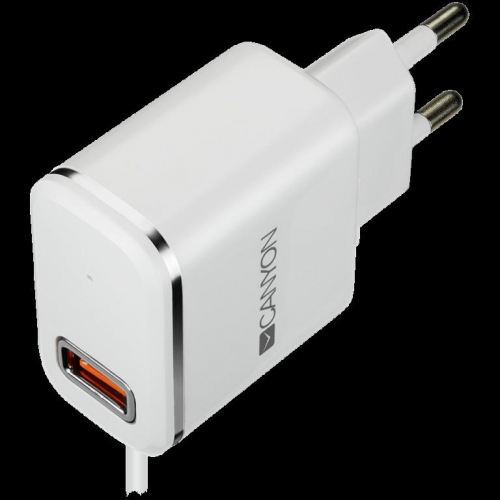 CANYON charger H-043 2.1A/USB-A built-in Lightning White Silver