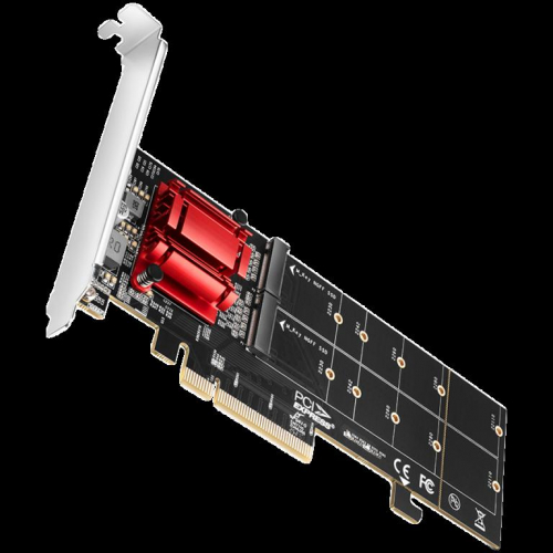 Axagon PCEM2-ND PCIE 2X NVME M.2 CONTROLLERPCI-Express x8 internal controller for connecting two NVMe M.2 SSD disks to a computer. Supports main boards without PCIe Bifurcation.