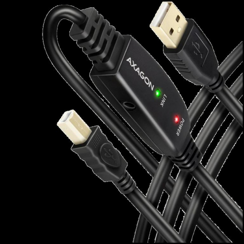 Axagon Active connection USB 2.0 A-M > B-M cable, 20 m long. Power supply option.