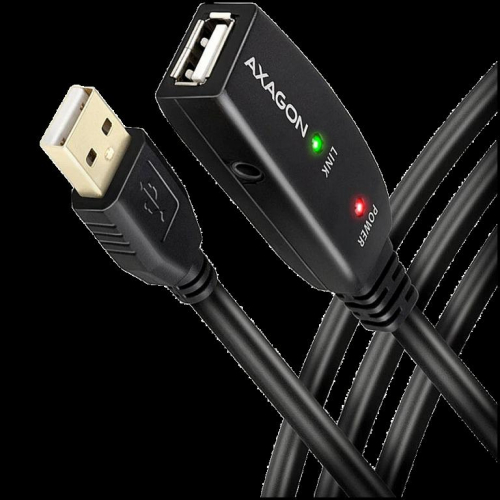 Axagon ADR-215 Active extension USB 2.0 A-M > A-F cable, 15 m long. Power supply option.