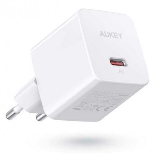 AUKEY Mini mains charger PA-Y20S White 1xUSB-C 20W PD Power Delivery