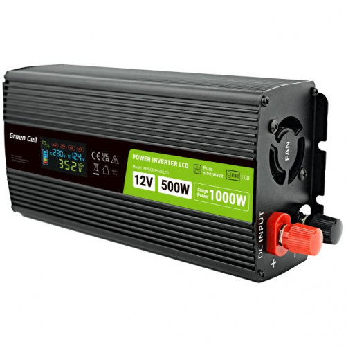 Green Cell KFZ Spannungswandler Power Inverter 12V > 230V 500W/1000W Display