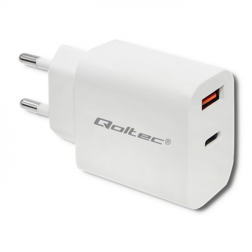 Qoltec Charger 18W 5-12V, 1.5-3A, USB C 780657