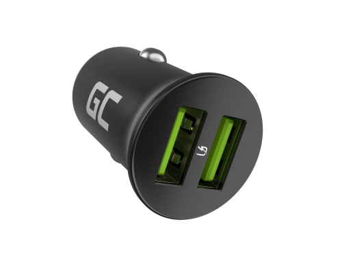 Green Cell GC CADM-GC-36AA - USB-Ladegeraet 36 W 2x USB-A schwarz Flashlight, GPS, Headphones, Mobiiltelefon, Navigator, Other, Portable speaker, Power bank, Smartphone, Smartwatch, Tablet, Telephone, Universal Black Cigar lighter Fast charging Auto,