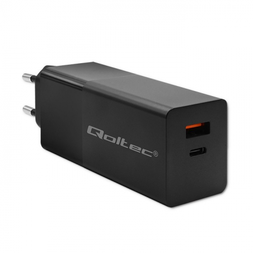 Qoltec GaN Power PRO charger 1xUSB C, 1xUSB, 100W