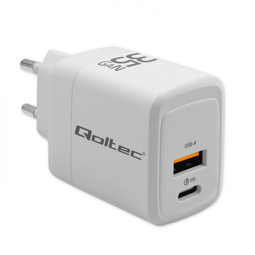 Qoltec GaN 35W charger 5V 20V 1.5A 3A,1xUSB C PD,1xUS