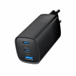 Gembird - Power adapter - 65 Watt - 4.8 A - Quick Charge 3.0 - 3 output connectors (USB, 24 pin USB-C) - black 