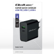 Qoltec Super Quick PD charger 1xUSB C, 1xUSB, 45W