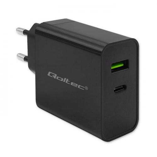 Qoltec Super Quick PD charger 1xUSB C, 1xUSB, 45W