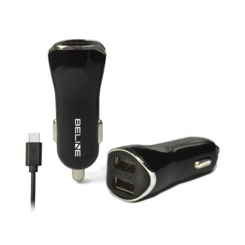 Beline Car charger 2xUSB + USB-C 2,1A black