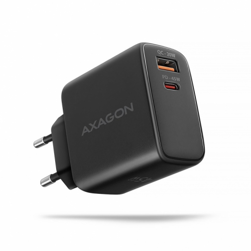 Axagon ACU-PQ45 QC 3.0, 4.0/AFC/FCP/PPS/PD, 45W, schwarz - Netzladegerät mit USB-A und USB-C Schnittstelle Mobile phone, Smartphone, Smartwatch, Tablet, Universal Black AC Fast charging Indoor