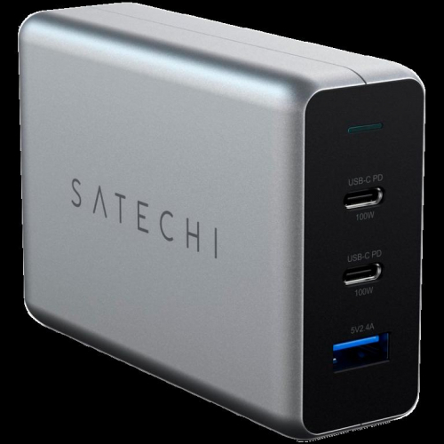 SATECHI 100W USB-C PD Compact Charger- EU ( x2 Type-C / x1 Type-A) (space gray)