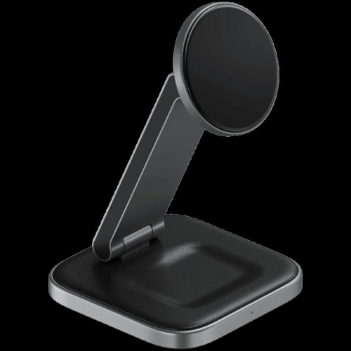 SATECHI 2-in-1 Foldable Qi2 Wireless Charging Stand (Space Gray)