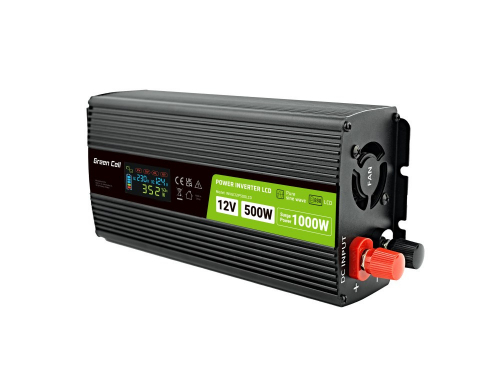 Green Cell PowerInverter LCD 12V 500W/10000W car inverter with display - pure sine wave