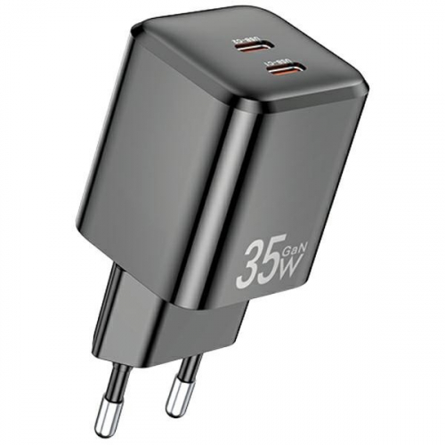 AWEI Charger GaN 35W 2xUSB-C black PD65-EU