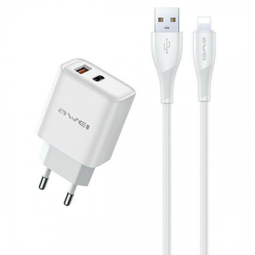 AWEI Charger GaN PD81L 22,5W Lightning Cable USB+USB