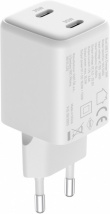YENKEE USB C mains charger 2x18W 3A Power delivery 3.0 QC3.0 White