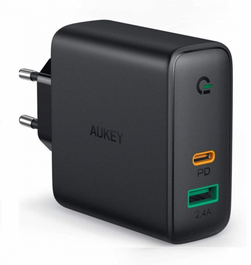 AUKEY Wall Charger 2xUSB Power Delivery (1xUSB A+1xUSB C) 5.4A 30W Dynamic Detect PA-D1