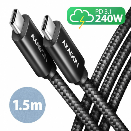 AXAGON BUCM2-CM15AB cable 240W USB-C USB-C, 1.5m 5