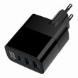 Gembird GaN Charger 2xUSB-A 1xC LCD 30W PD QC3.0 black