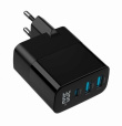 Gembird GaN Charger 2xUSB-A 1xC LCD 30W PD QC3.0 black